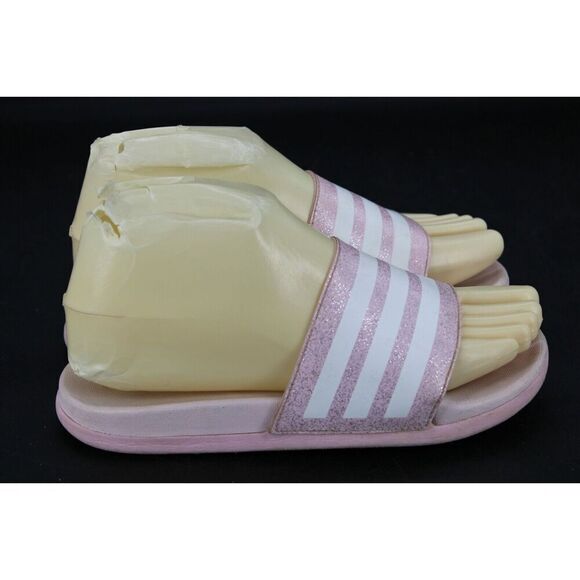 Adidas Girl's Youth Adilette Comfort Slide Sandals Pnk/Wht #FY8834 Size: 2 - Picture 6 of 11